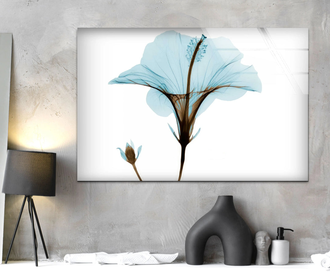 Albert Koetsier Aqua Hibiscus Glass Wall Art, Glass Printing Wall Art, Print photos on glass