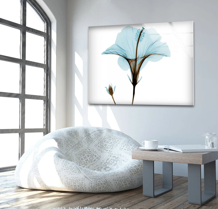 Albert Koetsier Aqua Hibiscus Glass Wall Art, glass pictures for Wall, glass prints wall art