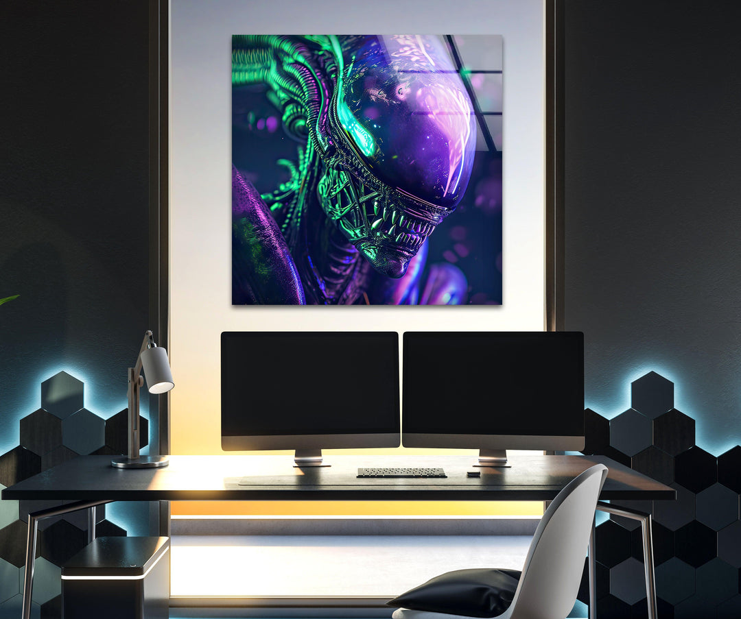 Purple Alien Glass Wall Art art glass wall art, glass wall art pictures
