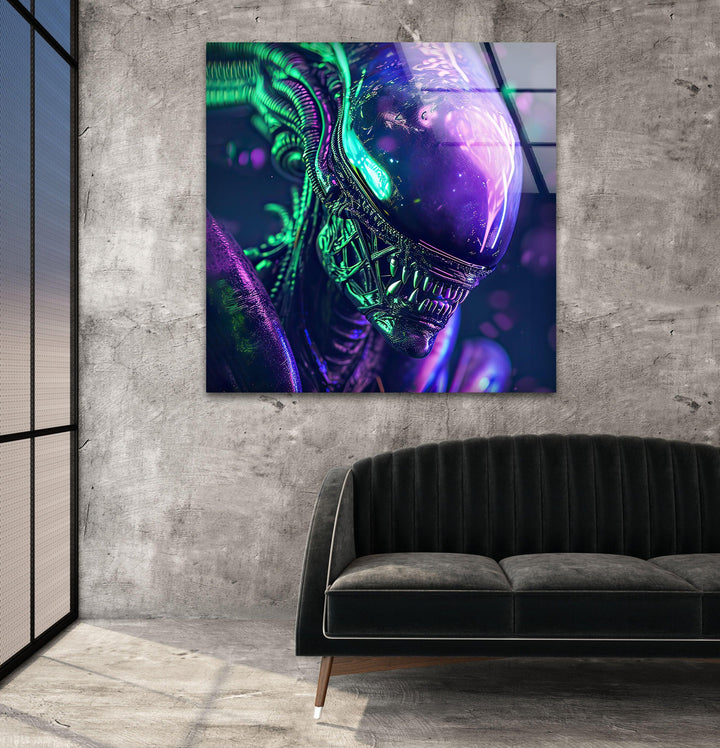 Purple Alien Glass Wall Art stained glass wall art, stained glass wall decor
