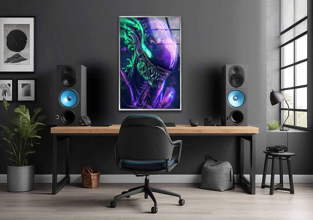 Purple Alien Glass Wall Art Glass Printing Wall Art, Print photos on glass
