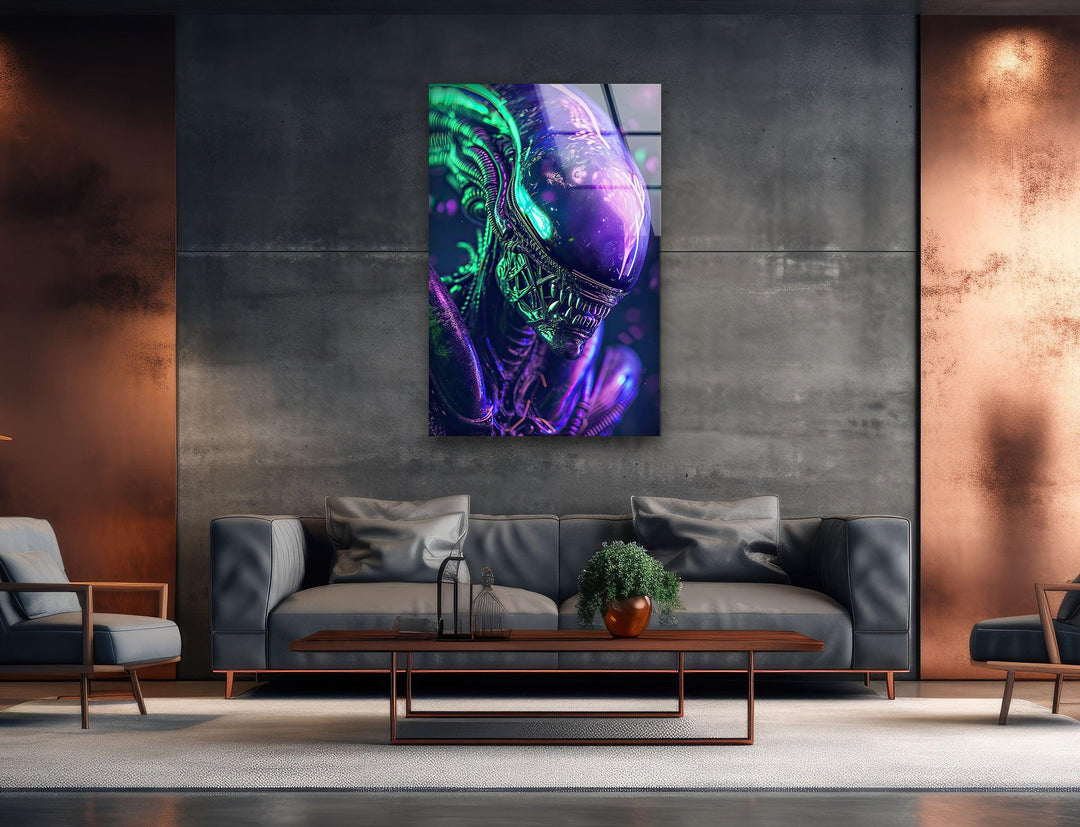 Purple Alien Glass Wall Art glass photo prints, glass picture prints
