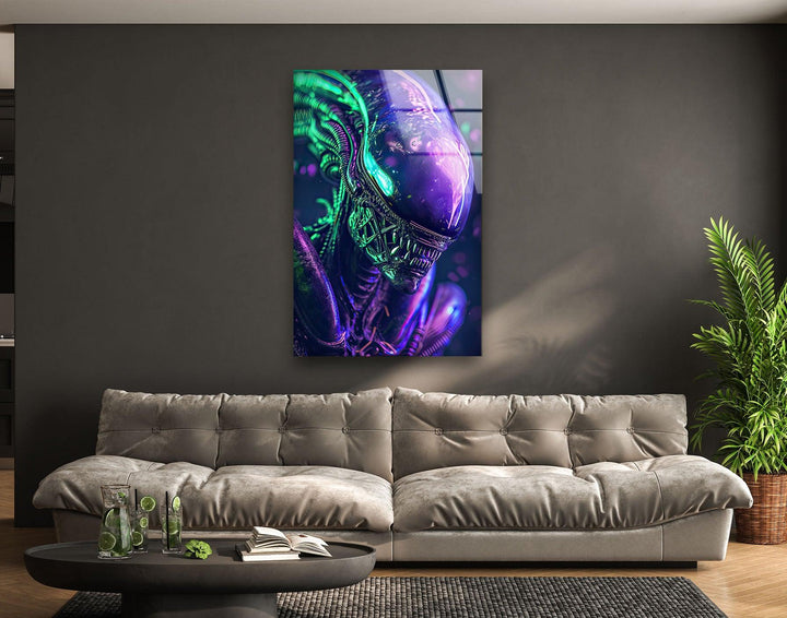 Purple Alien Glass Wall Art glass wall decor, glass wall art decor
