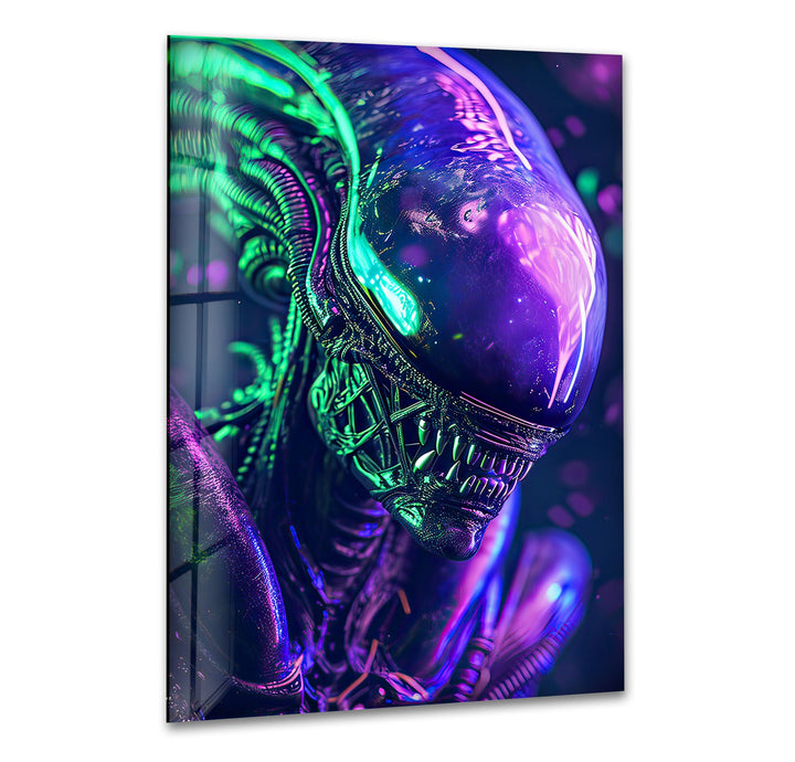 Purple Alien Glass Wall Art print picture on glass, Tempered Glass Wall Art
