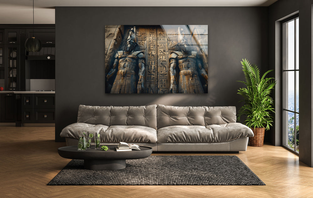 Ancient Mesopotamia Guardian Glass Wall Art, art glass wall art, glass wall art pictures