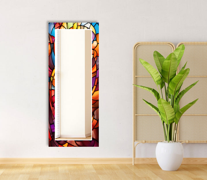 Blue & Orange Stained Wall Mirror Huge Wall Mirror
