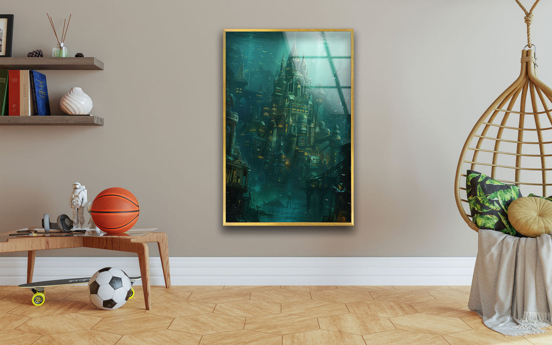 Atlantis Castle Glass Wall Art picture on glass wall art, photos printed on glass
