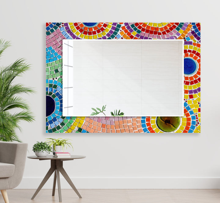 Colorful Mosaic Stones Wall Mirror gold mirror
