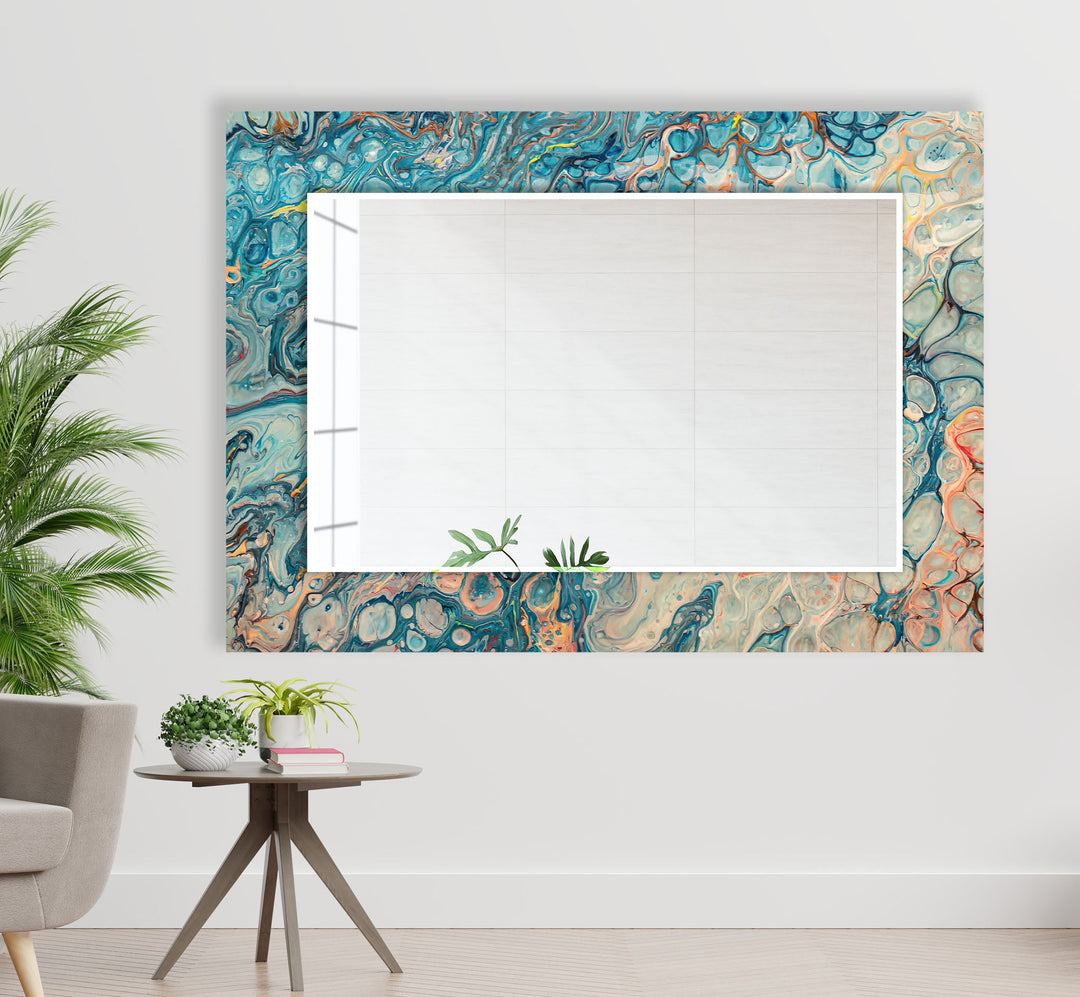 Blue & Beige Abstract Wall Mirror oversized mirror
