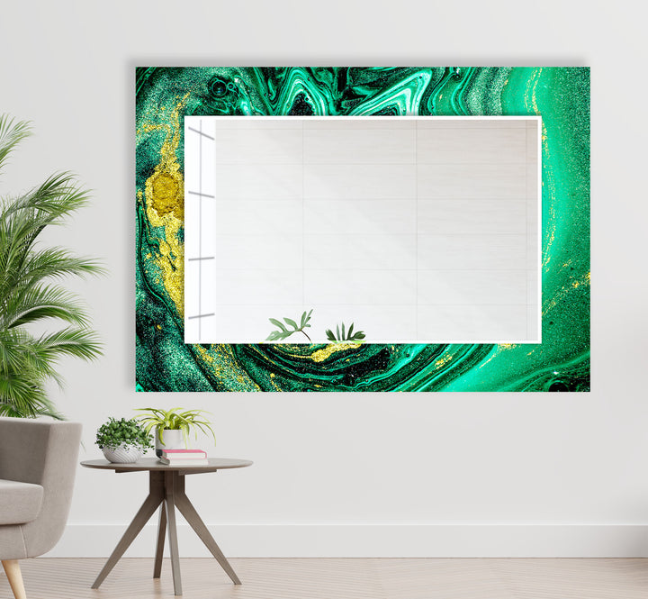 Green Epoxy Design Wall Mirror Decorative Wall Mirror
