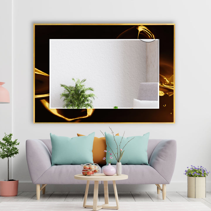 Abstract Black & Gold Wall Mirror long mirror
