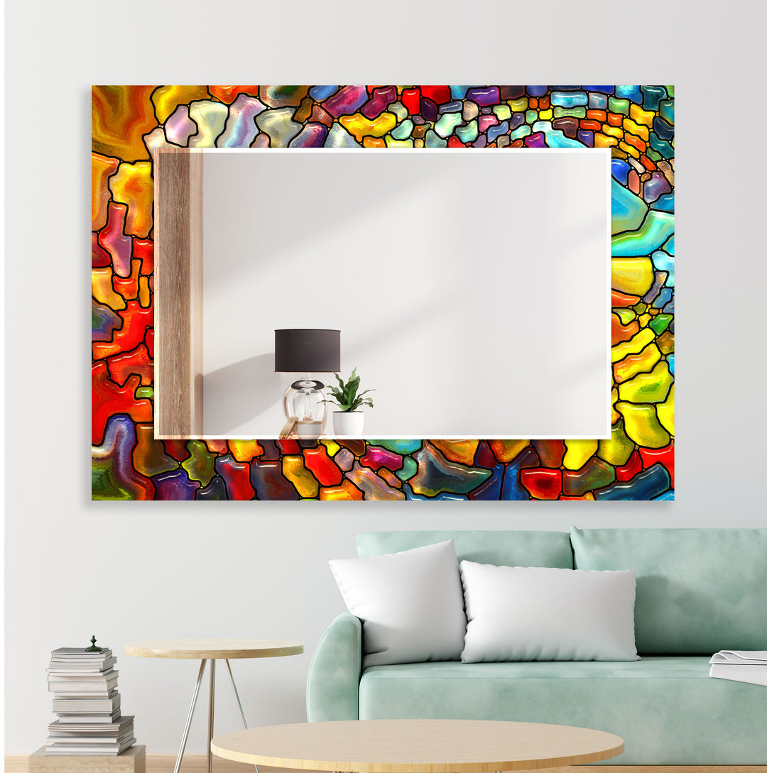 Vivid Colored Stained Wall Mirror Bedroom Wall Mirror
