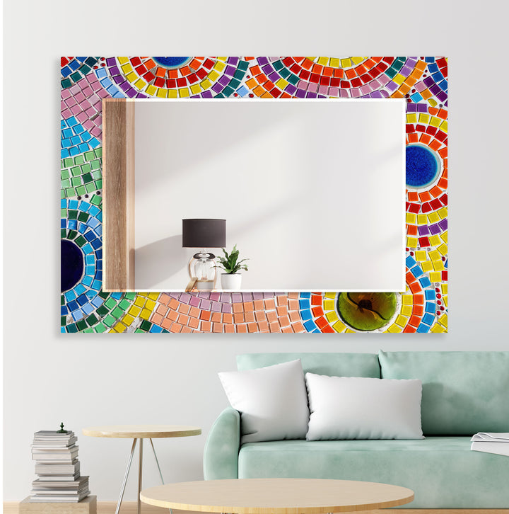 Colorful Mosaic Stones Wall Mirror gold floor mirror
