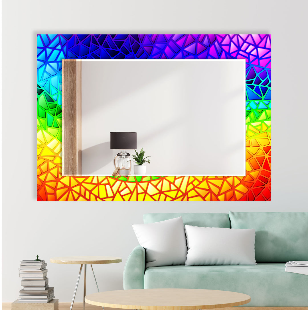 Rainbow Colored Stained Wall Mirror long mirror
