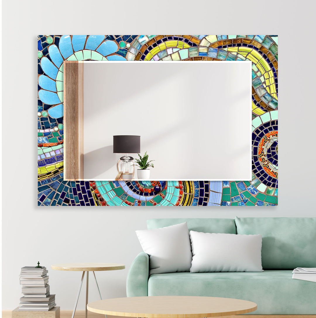 Mosaic Blue Design Wall Mirrors large wall mirror
