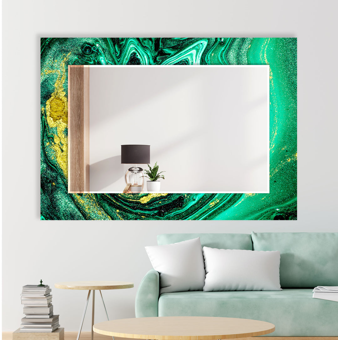 Green Epoxy Design Wall Mirror Modern Mirror