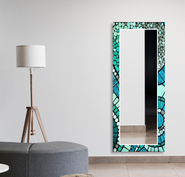 Green & Blue Mosaic Wall Mirror Modern Mirror
