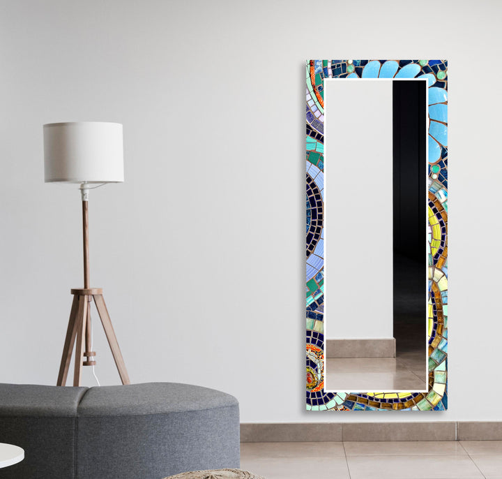 Mosaic Blue Design Wall Mirrors Large Wall Mirror
