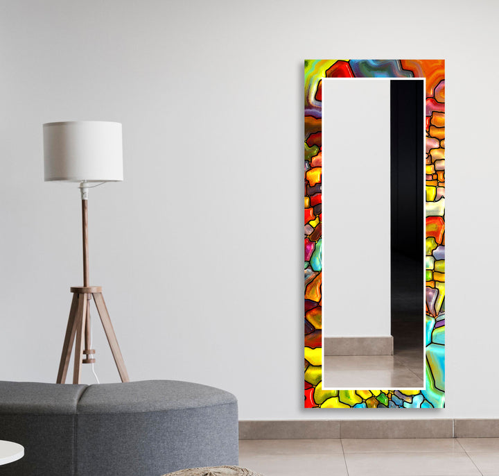 Vivid Colored Stained Wall Mirror Green Mirror	
