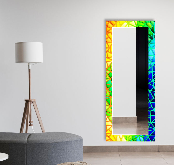 Rainbow Colored Stained Wall Mirror floor mirror
