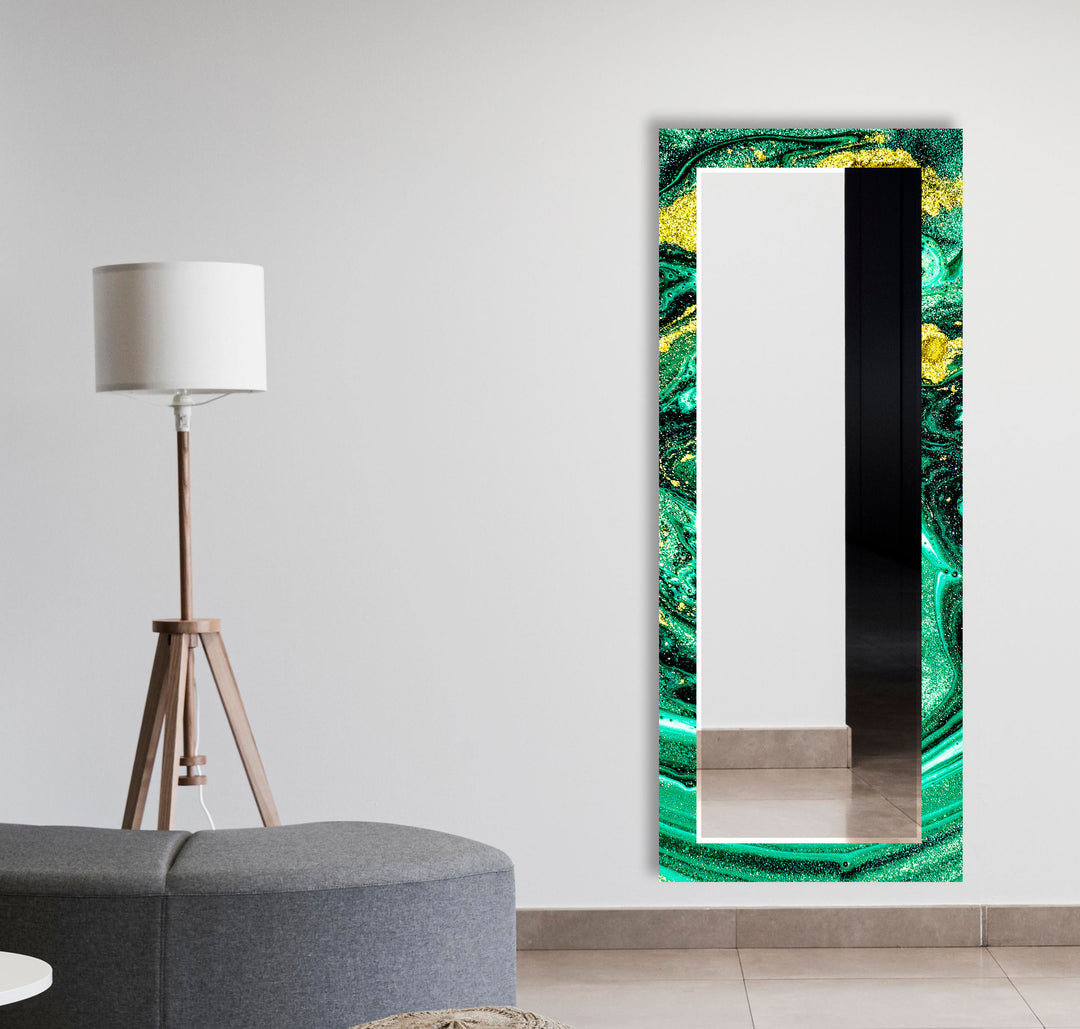 Green Epoxy Design Wall Mirror Decorative Mirror
