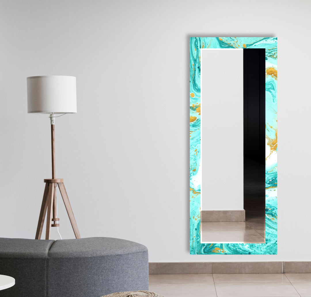 Turquoise Marble Wall Mirror Decorative Mirror
