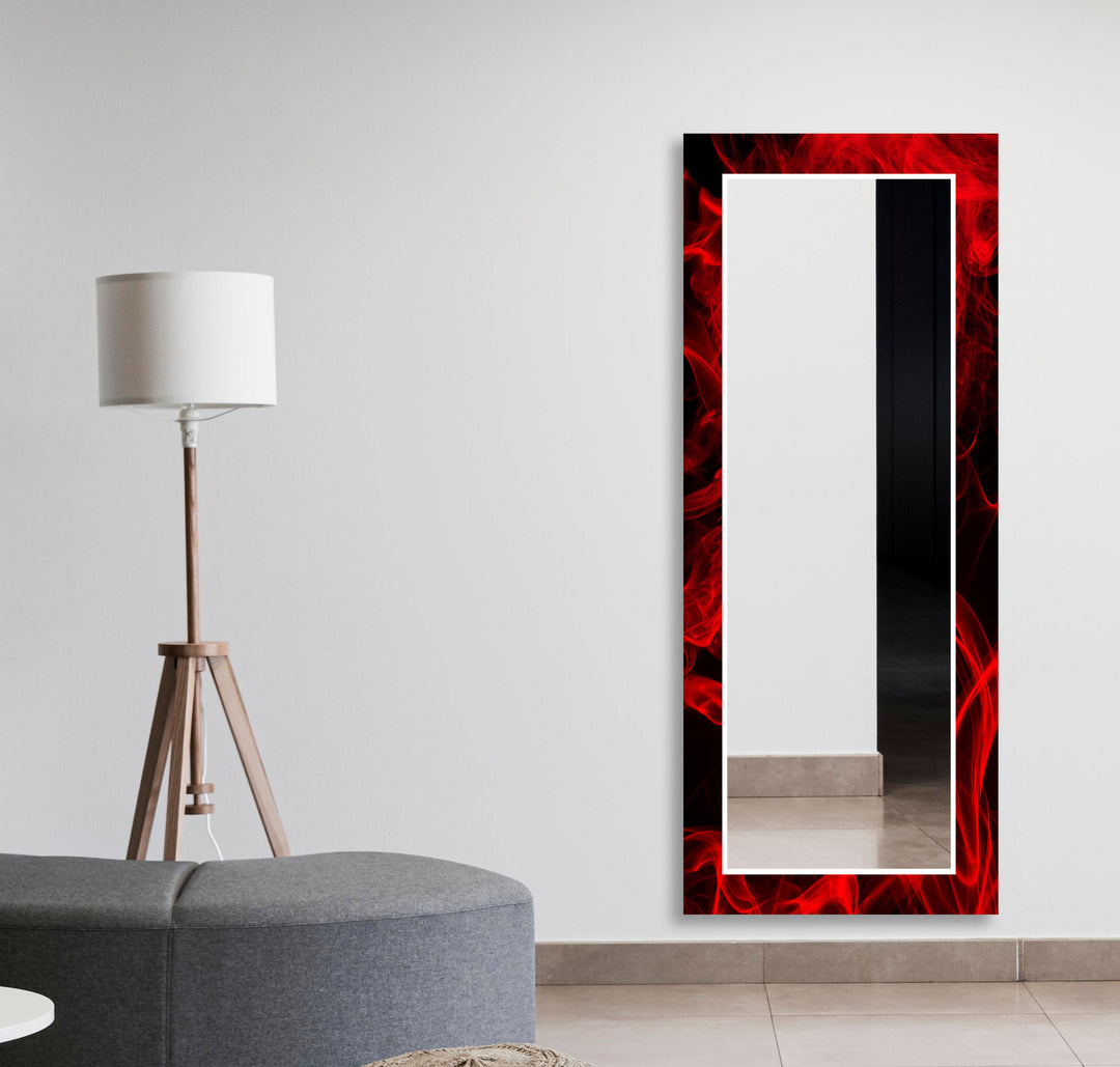 Black & Red Abstract Wall Mirror mirror with frame
