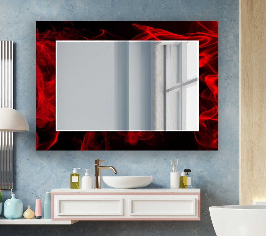 Red & Black Wall Mirror black frame mirror
