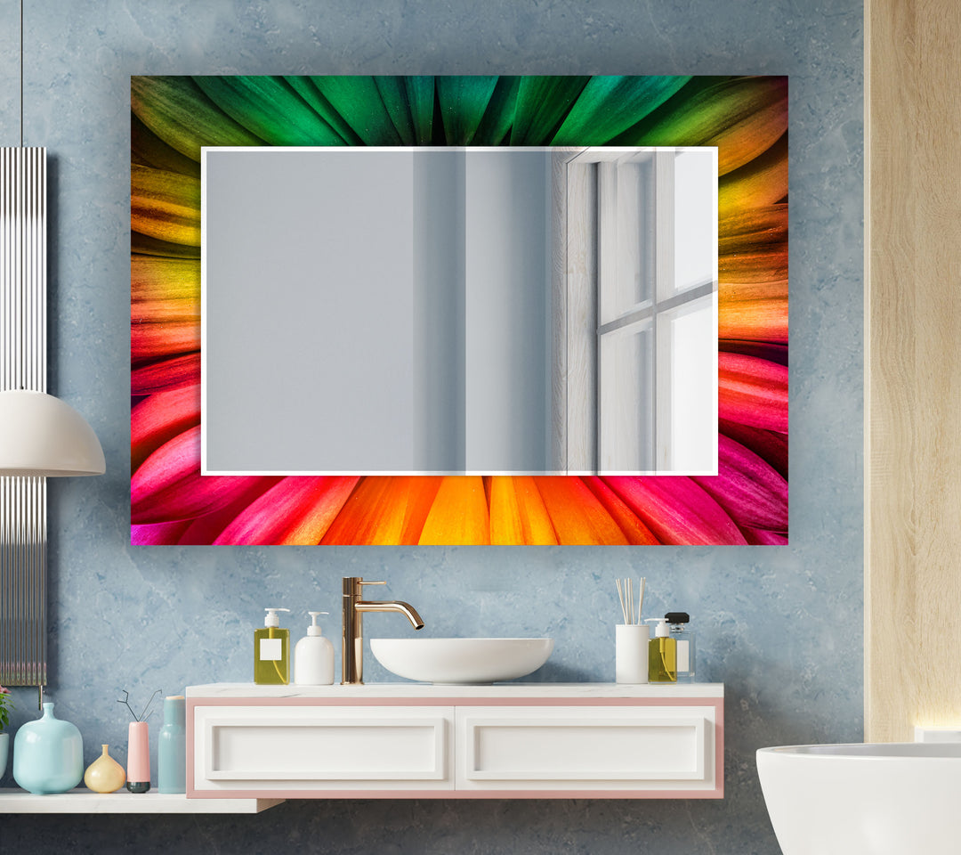 Colorful Daisy Leaves Wall Mirror Bedroom Wall Mirror
