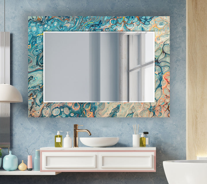 Blue & Beige Abstract Wall Mirror gold wall mirror
