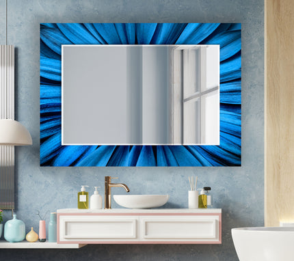 Abstract Tempered Glass Wall Mirror