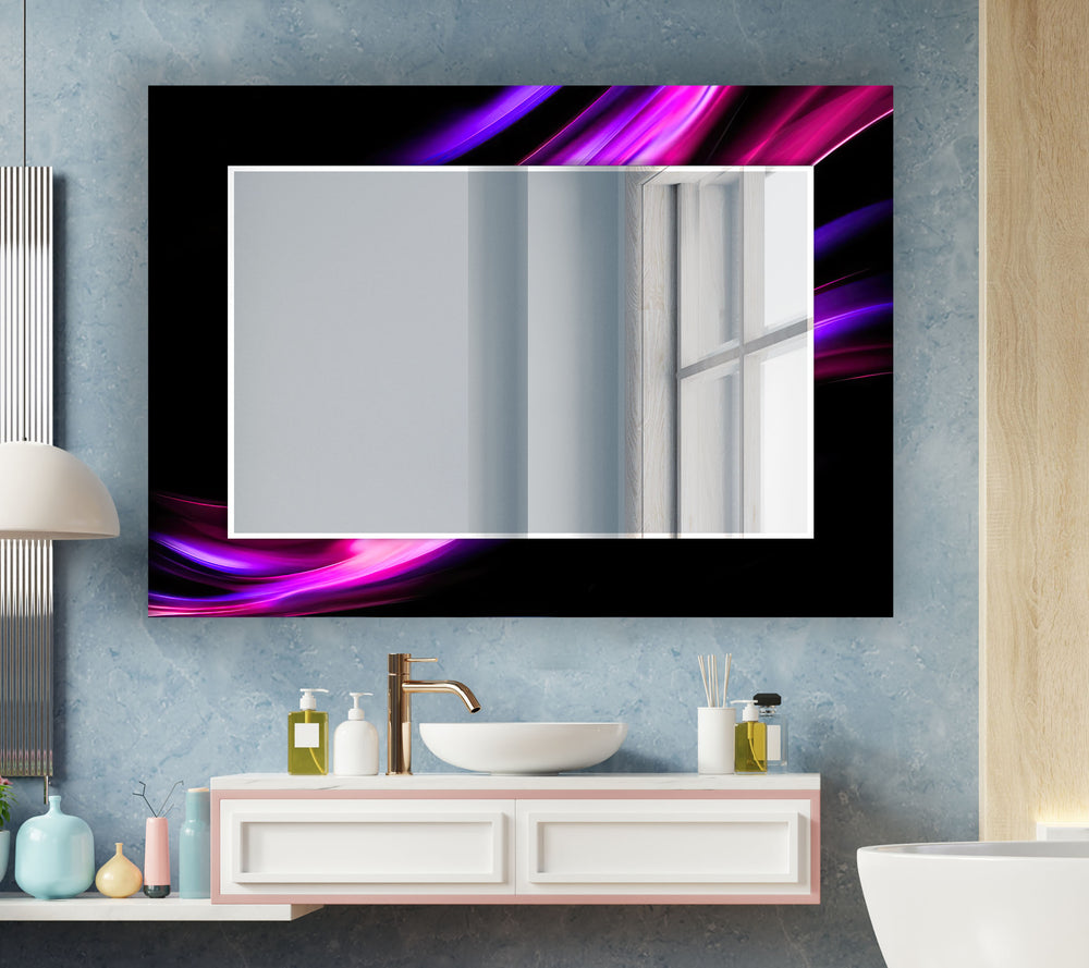 Pink & Purple Lines Wall Mirror oversized mirror
