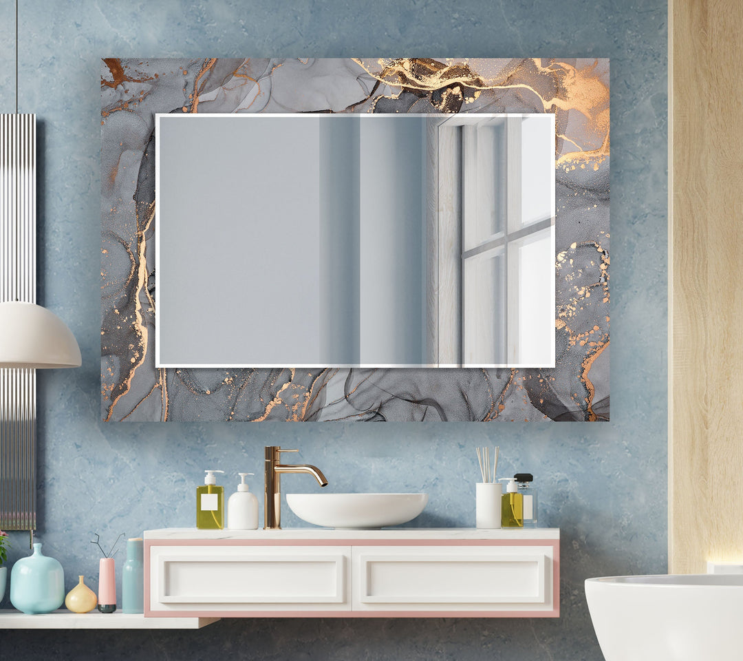 Marble Grey & Golden Wall Mirror Mosaic Wall Mirror
