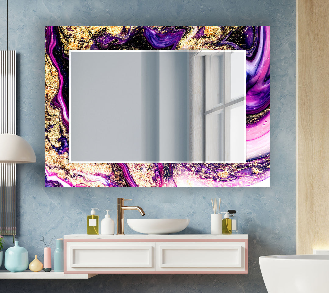 Pink & Purple Abstract Marble Wall Mirror mirror wall art
