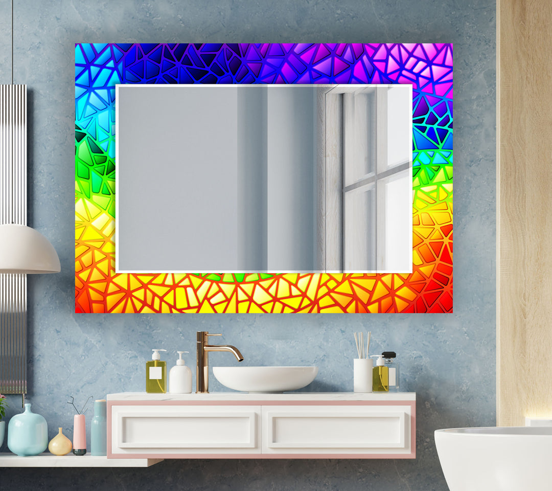 Rainbow Colored Stained Wall Mirror big mirror
