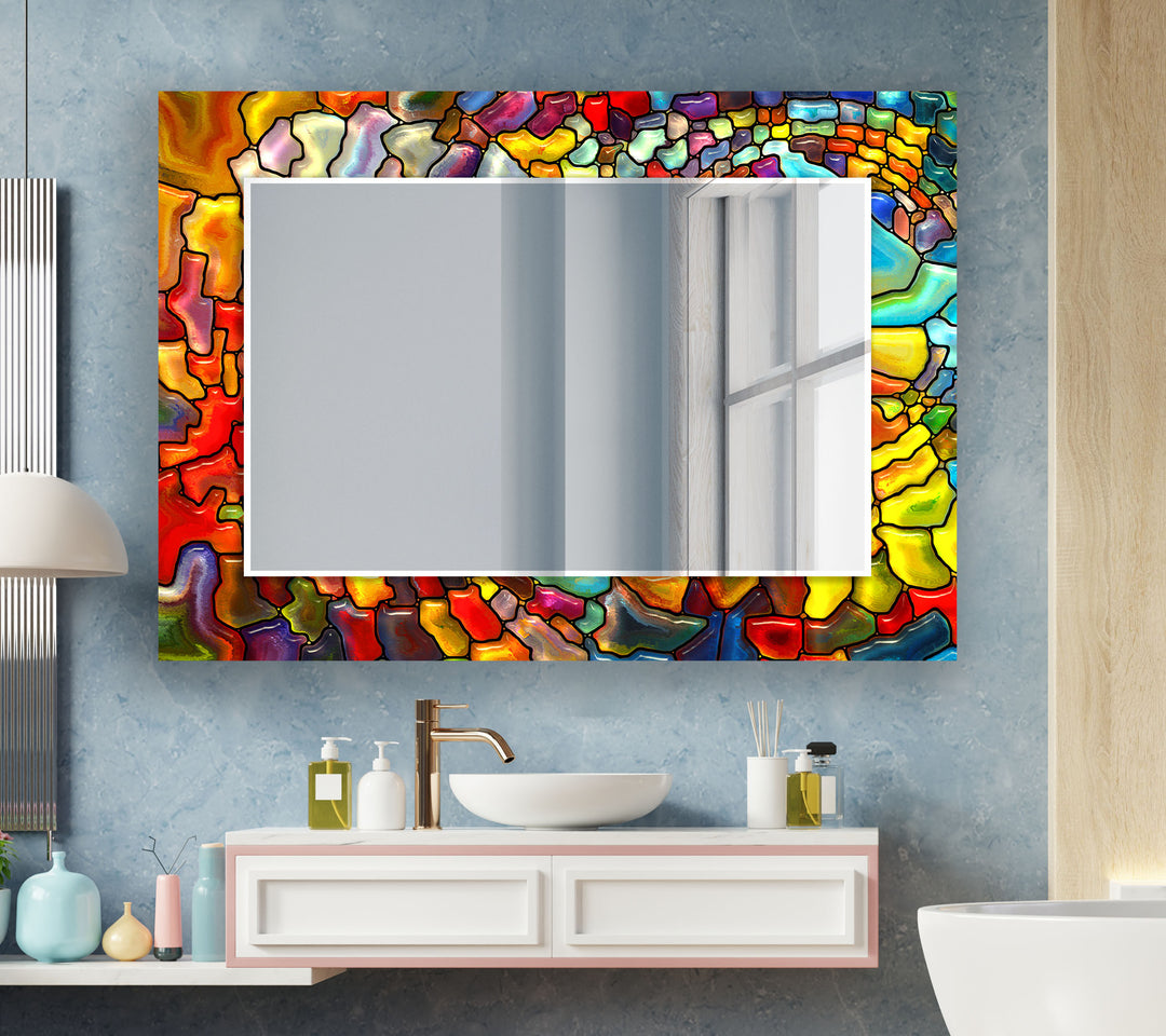 Vivid Colored Stained Wall Mirror Black Wall Mirror
