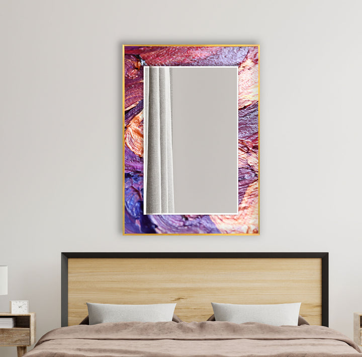 Purple and Red Stained Wall Mirror bathroom mirror with lights
