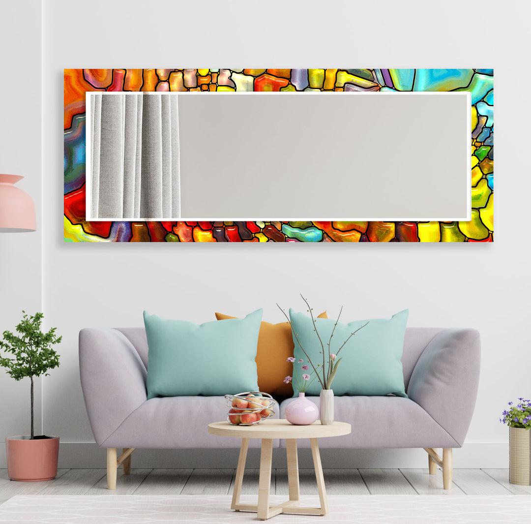 Stained Orange Wall Mirror Entryway Mirror
