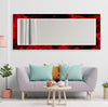 Red Round Tempered Glass Wall Mirror