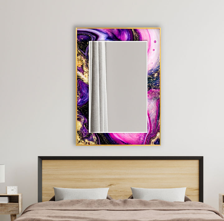 Pink & Purple Abstract Marble Wall Mirror wall mirror
