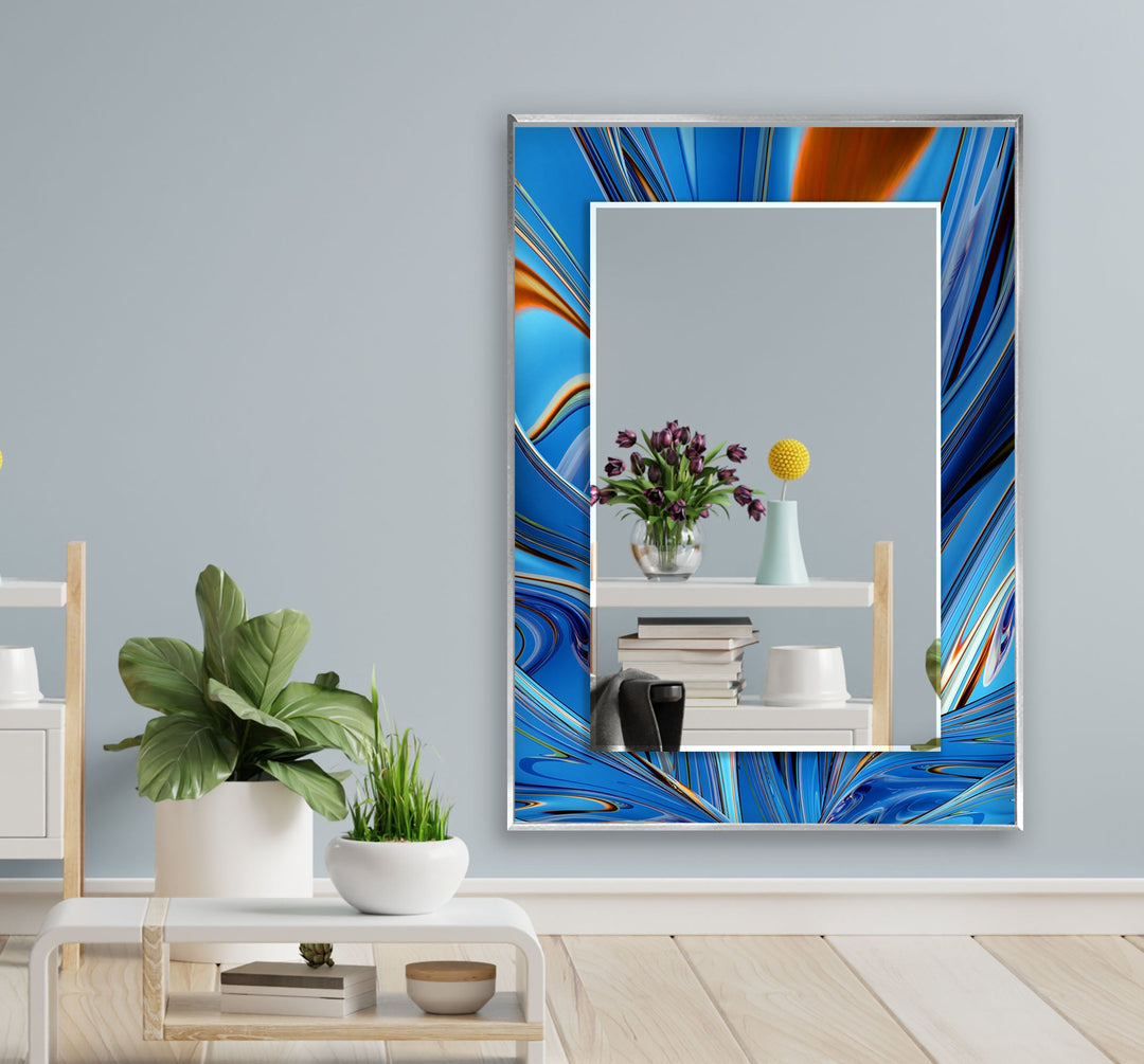 Blue Marble Abstract Wall Mirrors Decorative Wall Mirror
