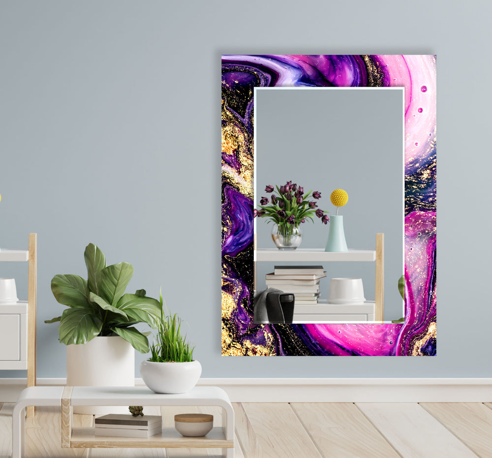 Pink & Purple Abstract Marble Wall Mirror mirror art
