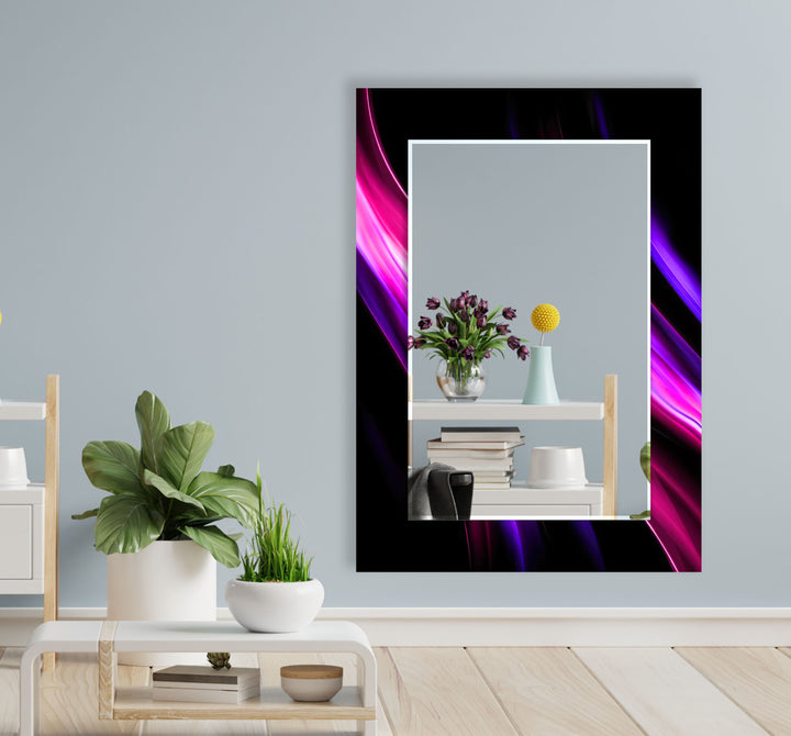 Pink & Purple Lines Wall Mirror lighted mirror
