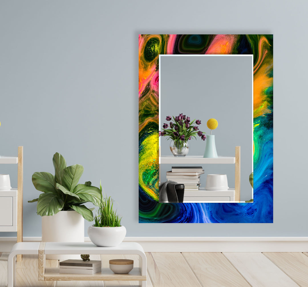 Blue & Orange Abstract Wall Mirror wall mirror
