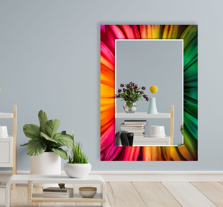 Colorful Daisy Leaves Wall Mirror Abstract Mirror
