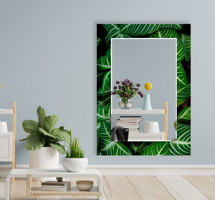 Stained Green Leafs Wall Mirror long mirror
