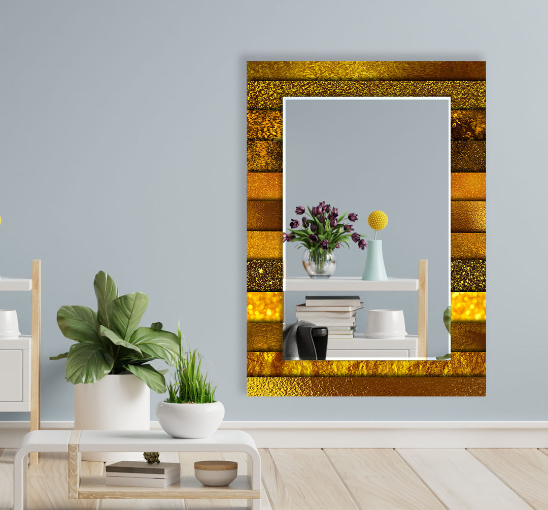 Orange with Golden Details Wall Mirrors Mosaic Wall Mirror
