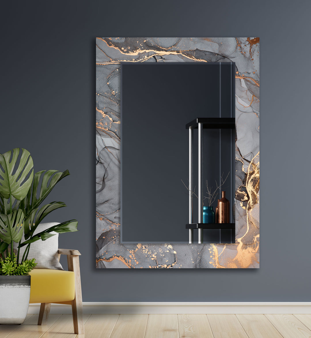 Marble Grey & Golden Wall Mirror Marble Mirror
