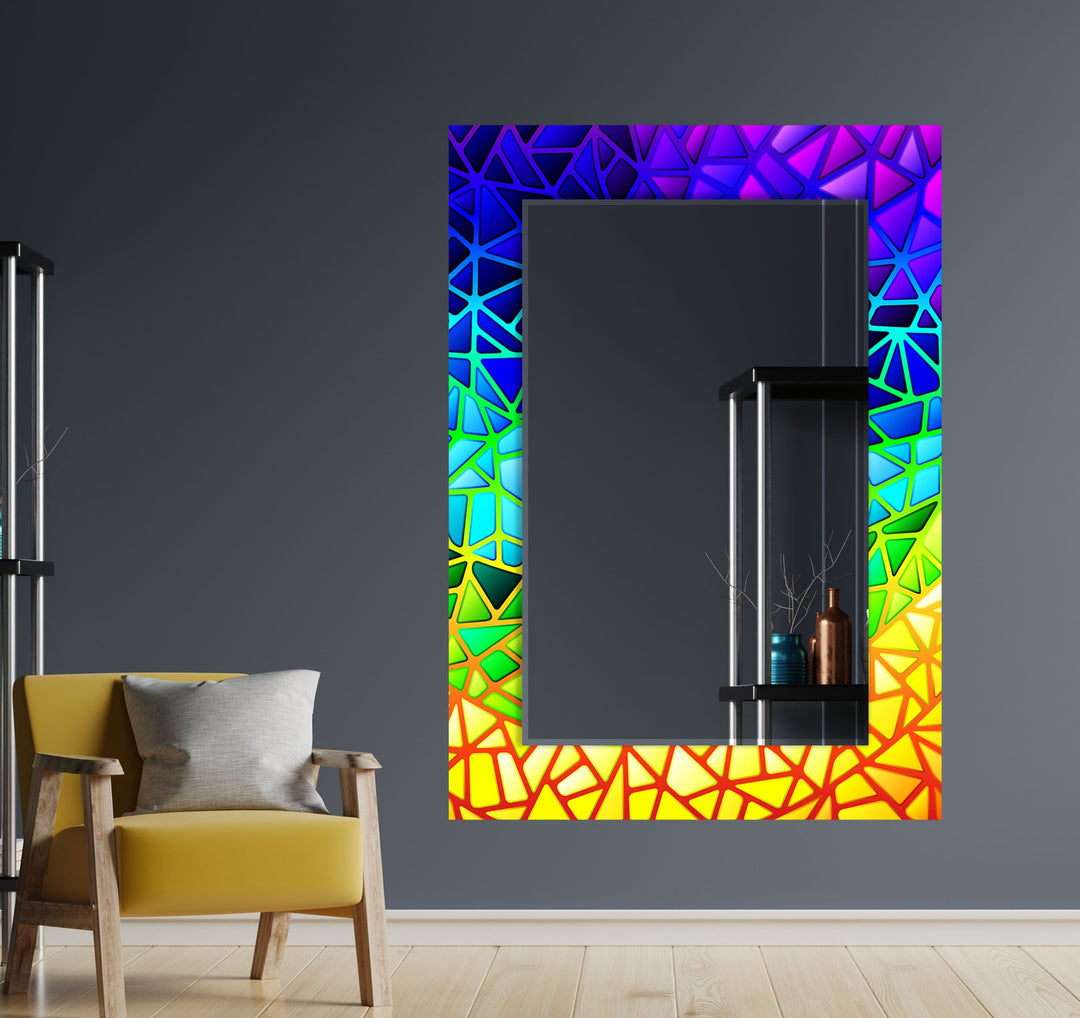 Rainbow Colored Stained Wall Mirror modern mirror
