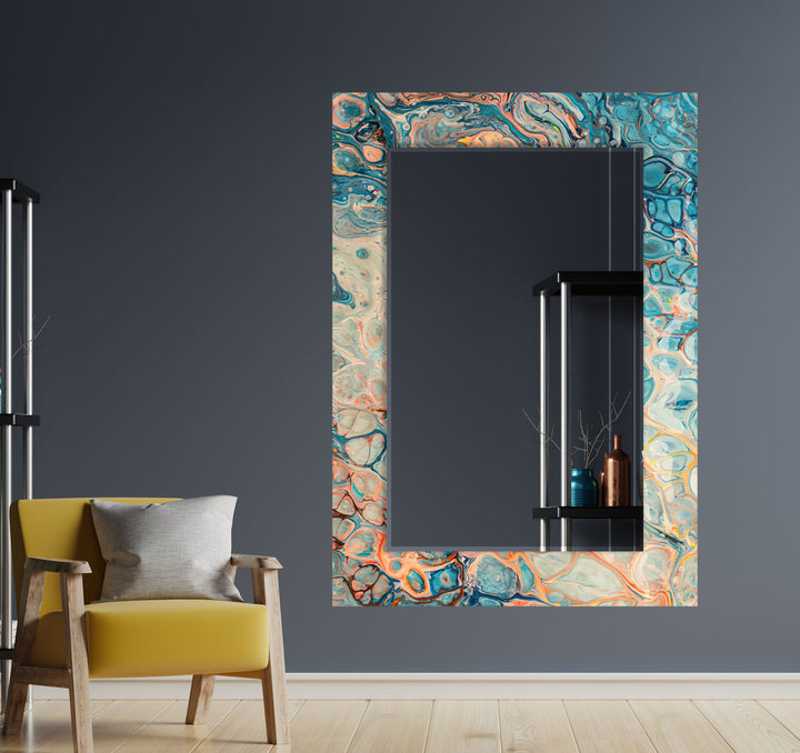 Blue & Beige Abstract Wall Mirror biggest wall mirror
